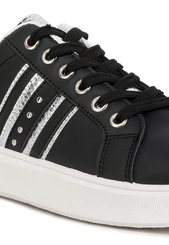 Claude Faux Leather Back Panel Detail Sneakers - Faylinn & Co