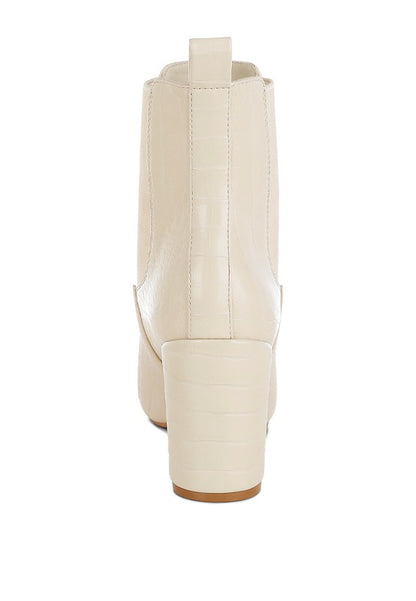 Babbel Faux Leather Block Heel Ankle Boots - Faylinn & Co