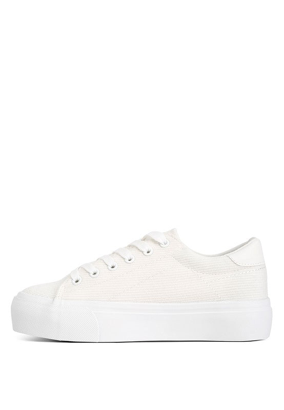 Hyra Solid Flatform Canvas Sneakers - Faylinn & Co