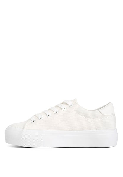 Hyra Solid Flatform Canvas Sneakers - Faylinn & Co
