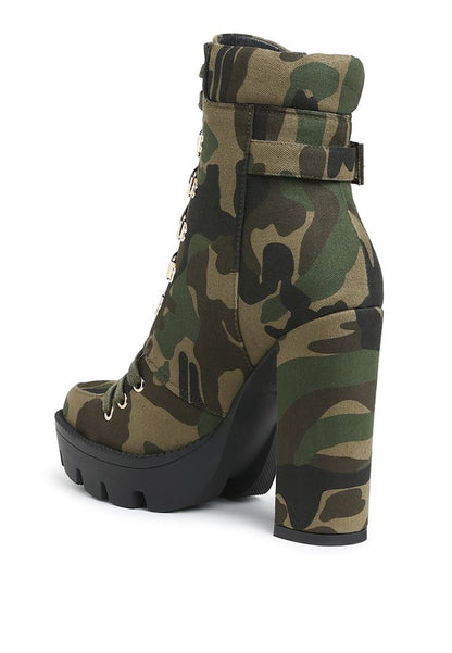 Palmetto Camouflage Ankle Boots - Faylinn & Co