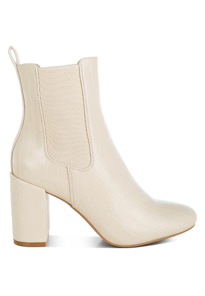 Babbel Faux Leather Block Heel Ankle Boots - Faylinn & Co