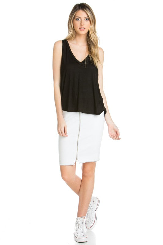 high low v-neck open side tank top - Faylinn & Co