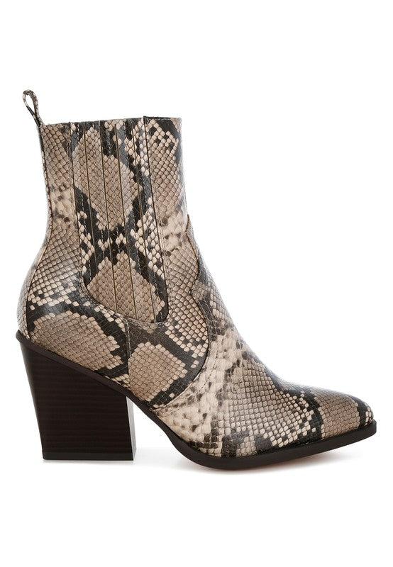 Cornus Snake Print Ankle Boots - Faylinn & Co
