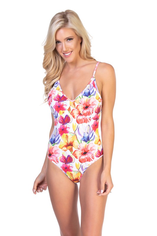 BRIGHT FLORAL ONE PIECE SWIMSUIT - Faylinn & Co