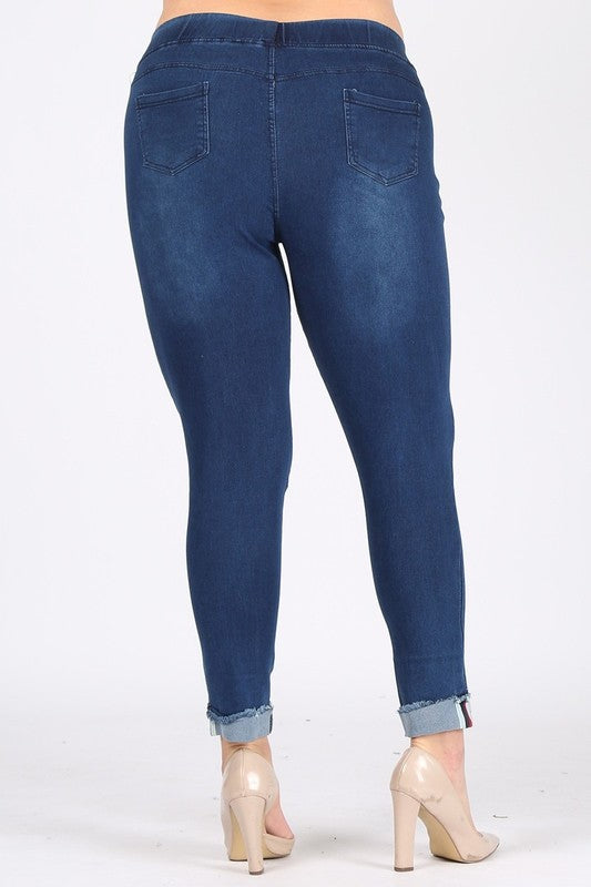 Plus Size High Waist Distressed Jeggings Pants - Faylinn & Co