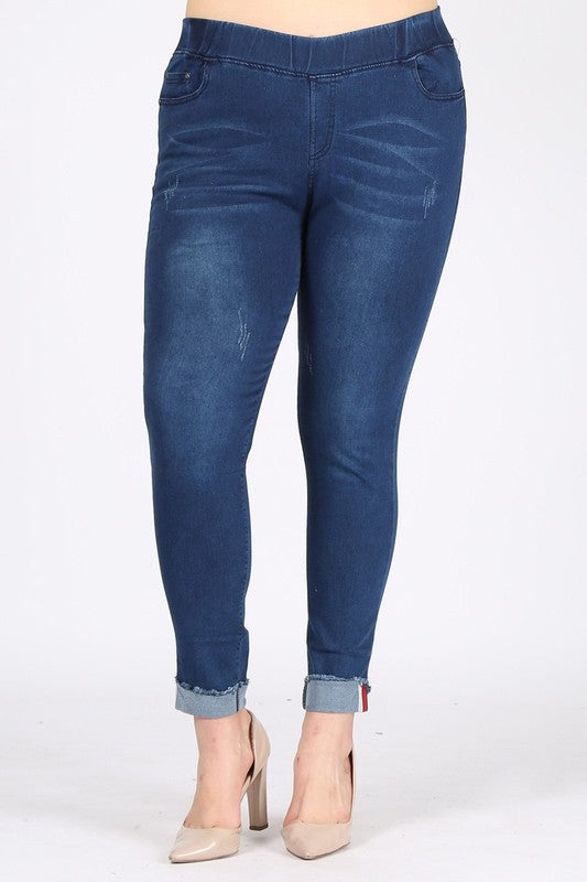 Plus Size High Waist Distressed Jeggings Pants - Faylinn & Co