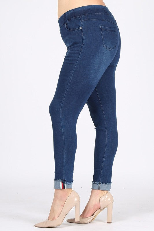 Plus Size High Waist Distressed Jeggings Pants - Faylinn & Co