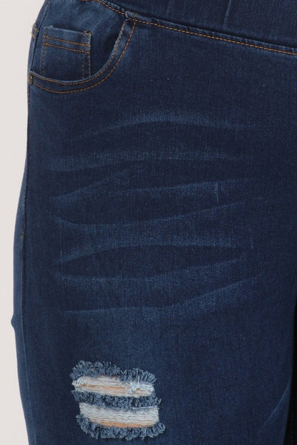 Plus Size High Waist Distressed Jeggings Pants - Faylinn & Co