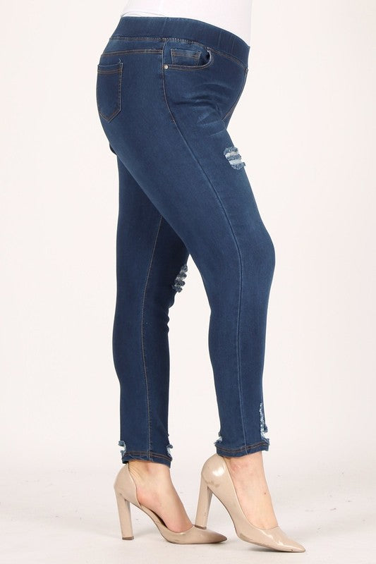 Plus Size High Waist Distressed Jeggings Pants - Faylinn & Co