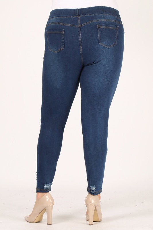 Plus Size High Waist Distressed Jeggings Pants - Faylinn & Co