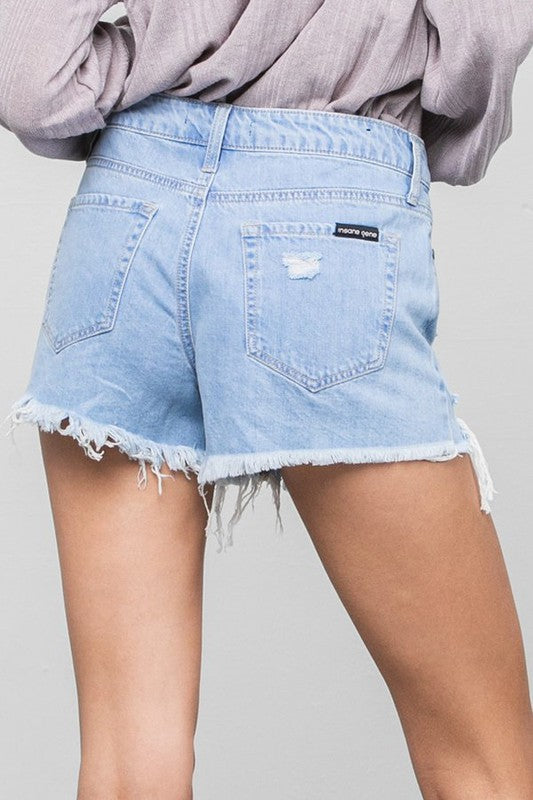 Ripped Frayed Denim Shorts - Faylinn & Co