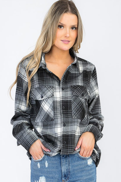 Boyfriend Oversize Checker Plaid Flannel - Faylinn & Co