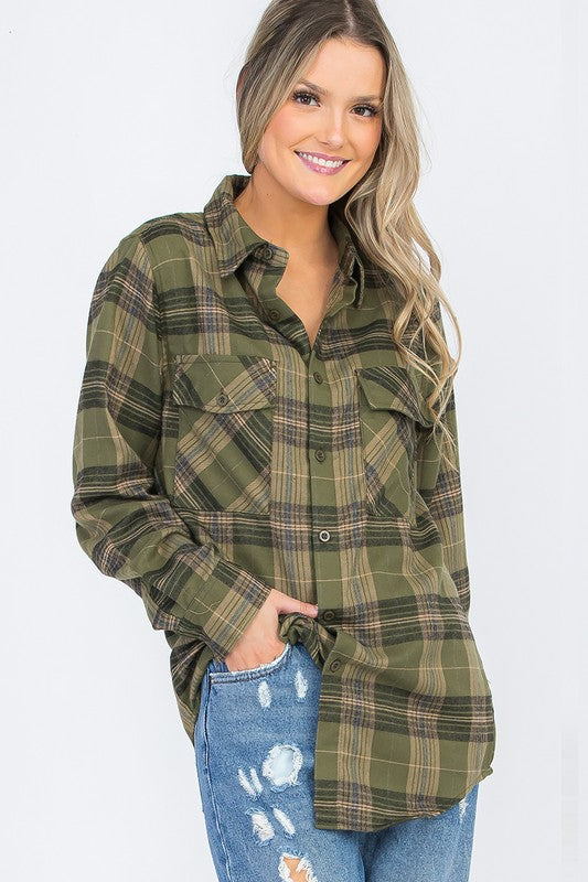 Boyfriend Oversize Checker Plaid Flannel - Faylinn & Co