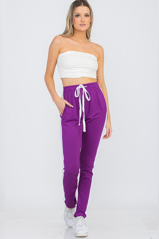 UNISEX WOMENS TRACK PANT SINGLE STRIPE - Faylinn & Co