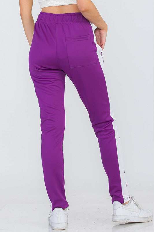 UNISEX WOMENS TRACK PANT SINGLE STRIPE - Faylinn & Co
