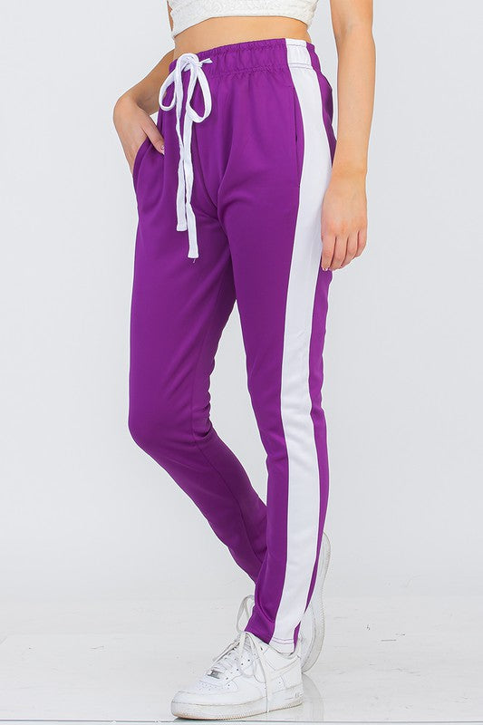 UNISEX WOMENS TRACK PANT SINGLE STRIPE - Faylinn & Co