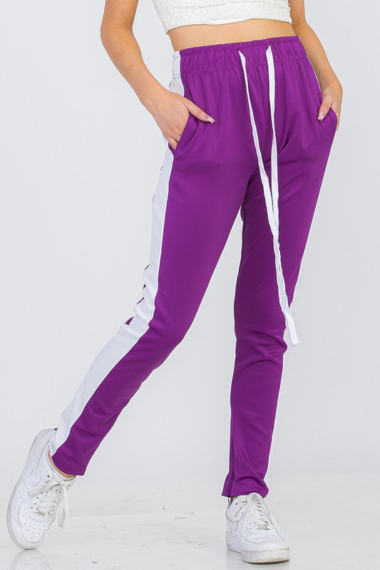 UNISEX WOMENS TRACK PANT SINGLE STRIPE - Faylinn & Co
