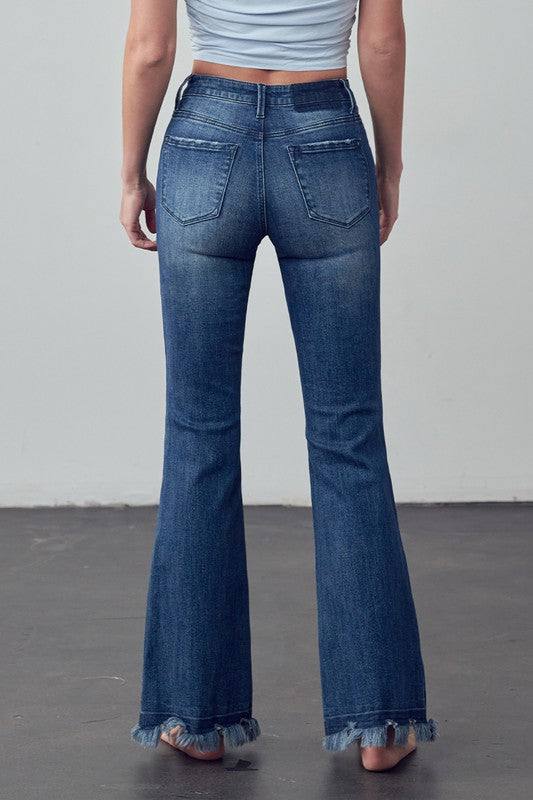 Frayed Hem Flare Jeans - Faylinn & Co