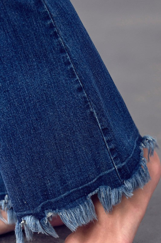 Frayed Hem Flare Jeans - Faylinn & Co