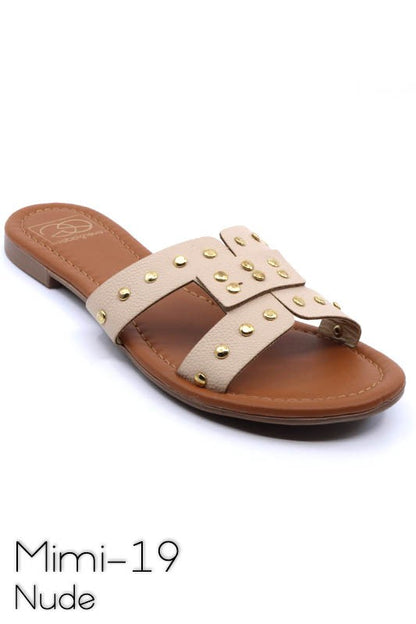 Slide sandal with rivet studs - Faylinn & Co
