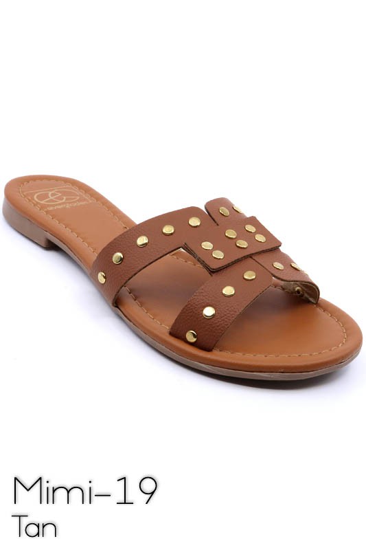 Slide sandal with rivet studs - Faylinn & Co