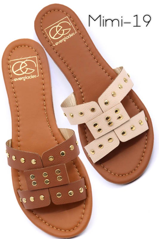 Slide sandal with rivet studs - Faylinn & Co