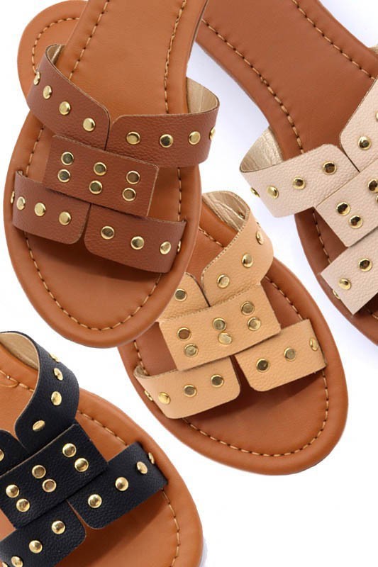 Slide sandal with rivet studs - Faylinn & Co