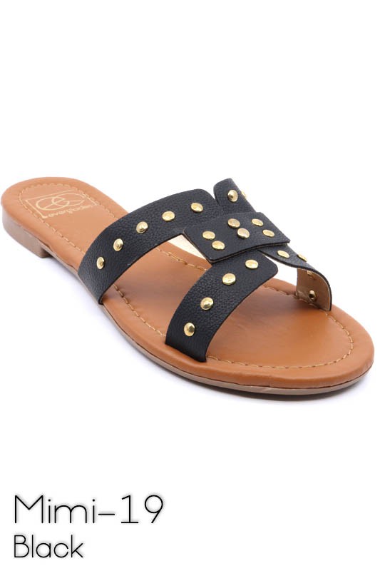 Slide sandal with rivet studs - Faylinn & Co
