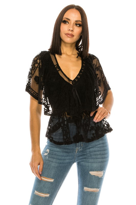 Lace Black Top - Faylinn & Co