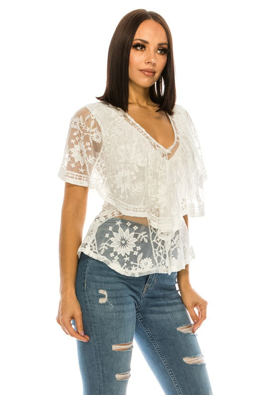 Lace White Top - Faylinn & Co