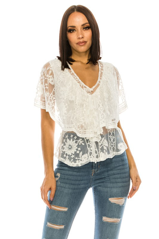 Lace White Top - Faylinn & Co