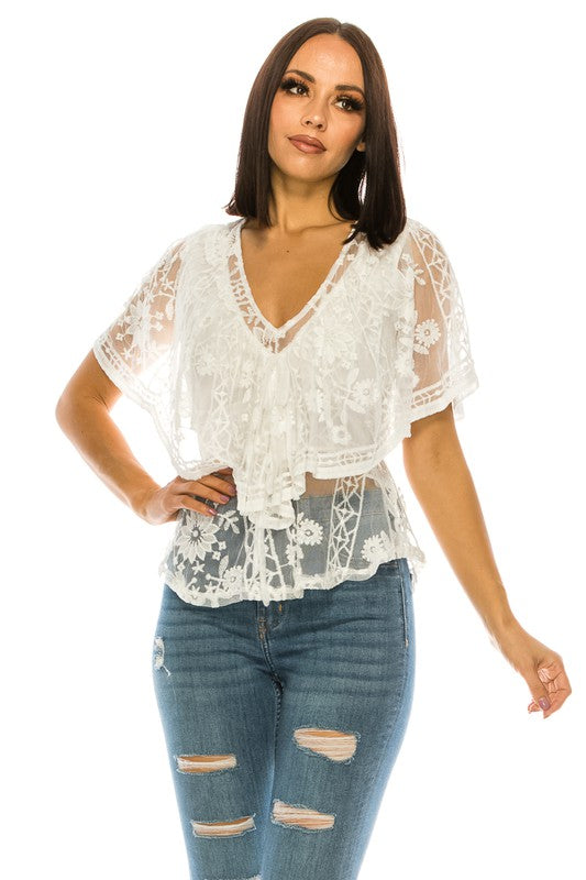 Lace White Top - Faylinn & Co