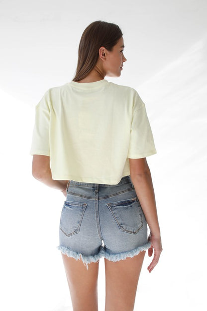 Ribbon Tie Frayed Denim Shorts - Faylinn & Co