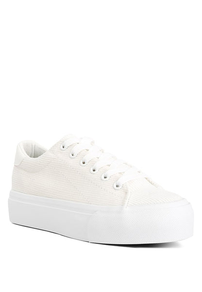Hyra Solid Flatform Canvas Sneakers - Faylinn & Co