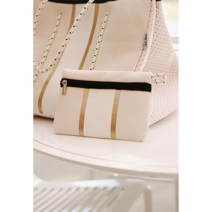 The South Beach - Gold Stripe White Neoprene - Faylinn & Co