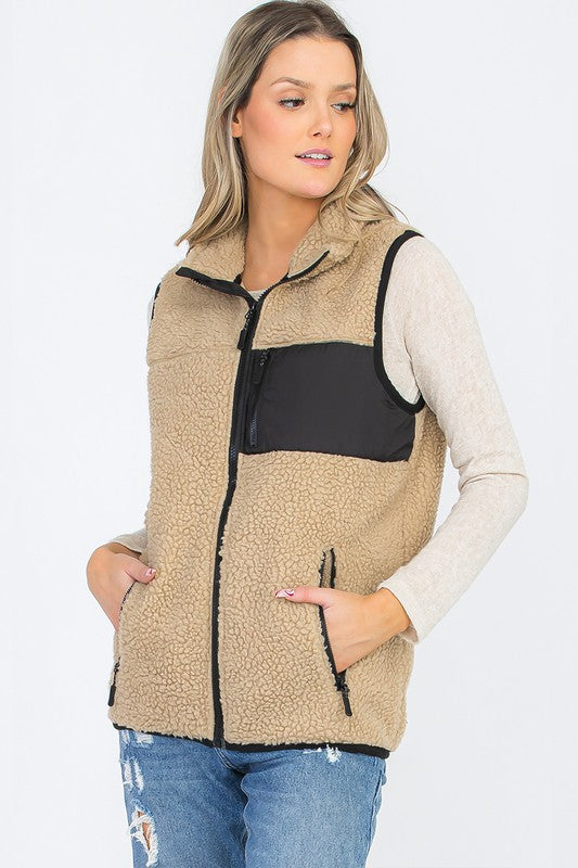 UNISEX WOMENS SHERPA FLEECE VEST TOP JACKET - Faylinn & Co