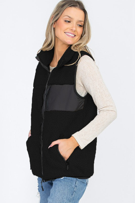 UNISEX WOMENS SHERPA FLEECE VEST TOP JACKET - Faylinn & Co