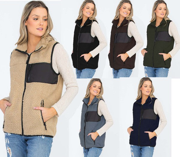 UNISEX WOMENS SHERPA FLEECE VEST TOP JACKET - Faylinn & Co