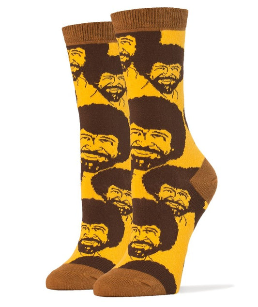 Bob Ross Flash Mob - Women's Funny Crew Socks - Faylinn & Co