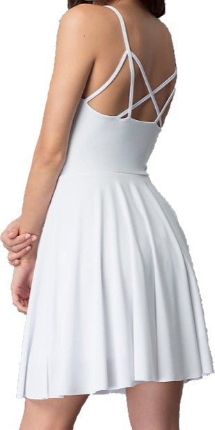 JUNIORS V-NECK PARTY DRESS WITH STRAPPY BACK - Faylinn & Co