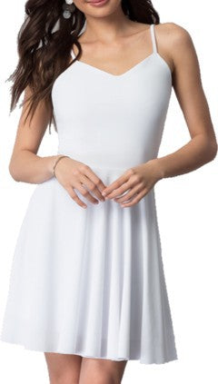 JUNIORS V-NECK PARTY DRESS WITH STRAPPY BACK - Faylinn & Co