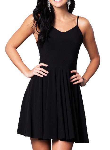 JUNIORS V-NECK PARTY DRESS WITH STRAPPY BACK - Faylinn & Co