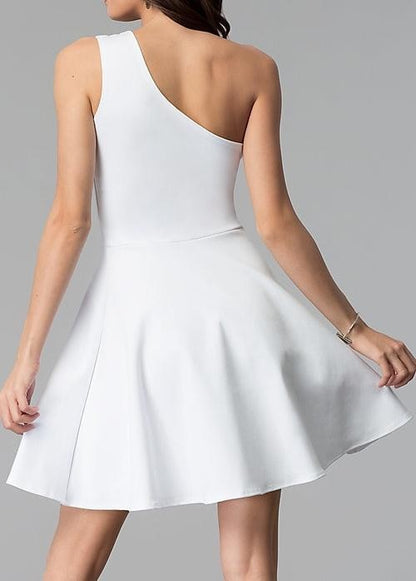 JUNIORS ONE SHOULDER DRESS WITH TEARDROP CUTOUT - Faylinn & Co