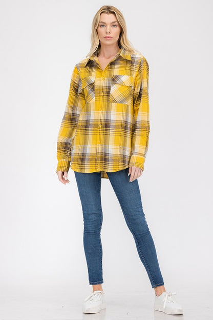 BOYFRIEND Fit Checker Plaid Flannel Long Sleeve - Faylinn & Co