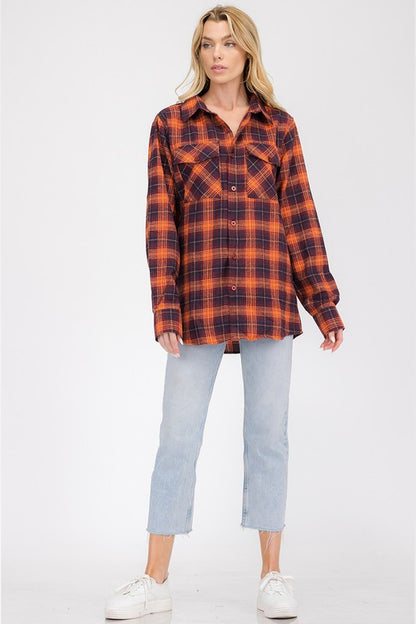 BOYFRIEND Fit Checker Plaid Flannel Long Sleeve - Faylinn & Co