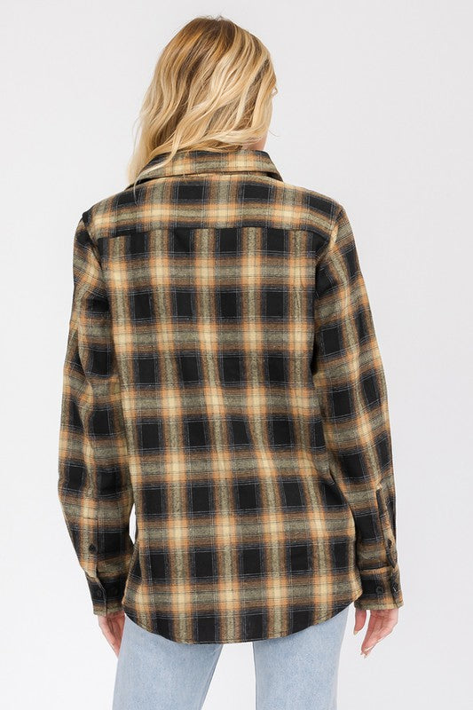 FULL PLAID CHECKERED FLANNEL LONG SLEEVE - Faylinn & Co