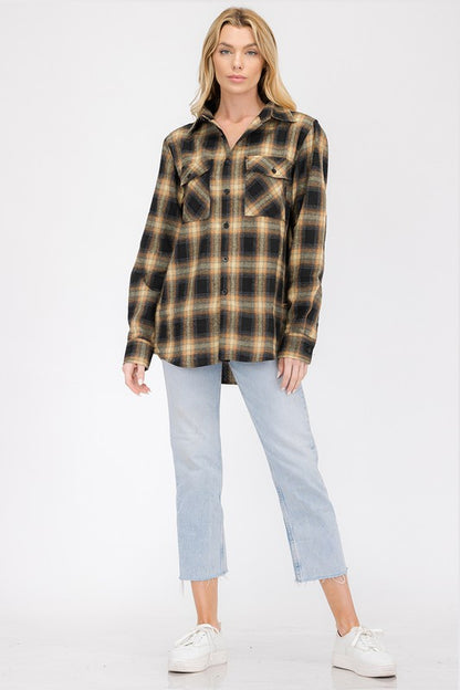 FULL PLAID CHECKERED FLANNEL LONG SLEEVE - Faylinn & Co