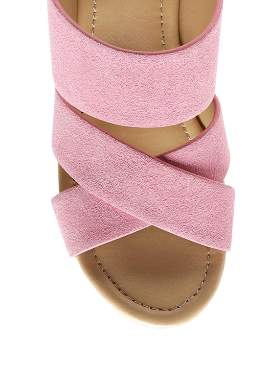 GERD BLOCK HEELED SUEDE SLIP-ON SANDAL - Faylinn & Co