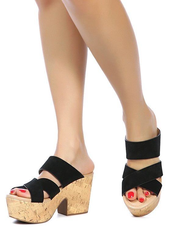 GERD BLOCK HEELED SUEDE SLIP-ON SANDAL - Faylinn & Co